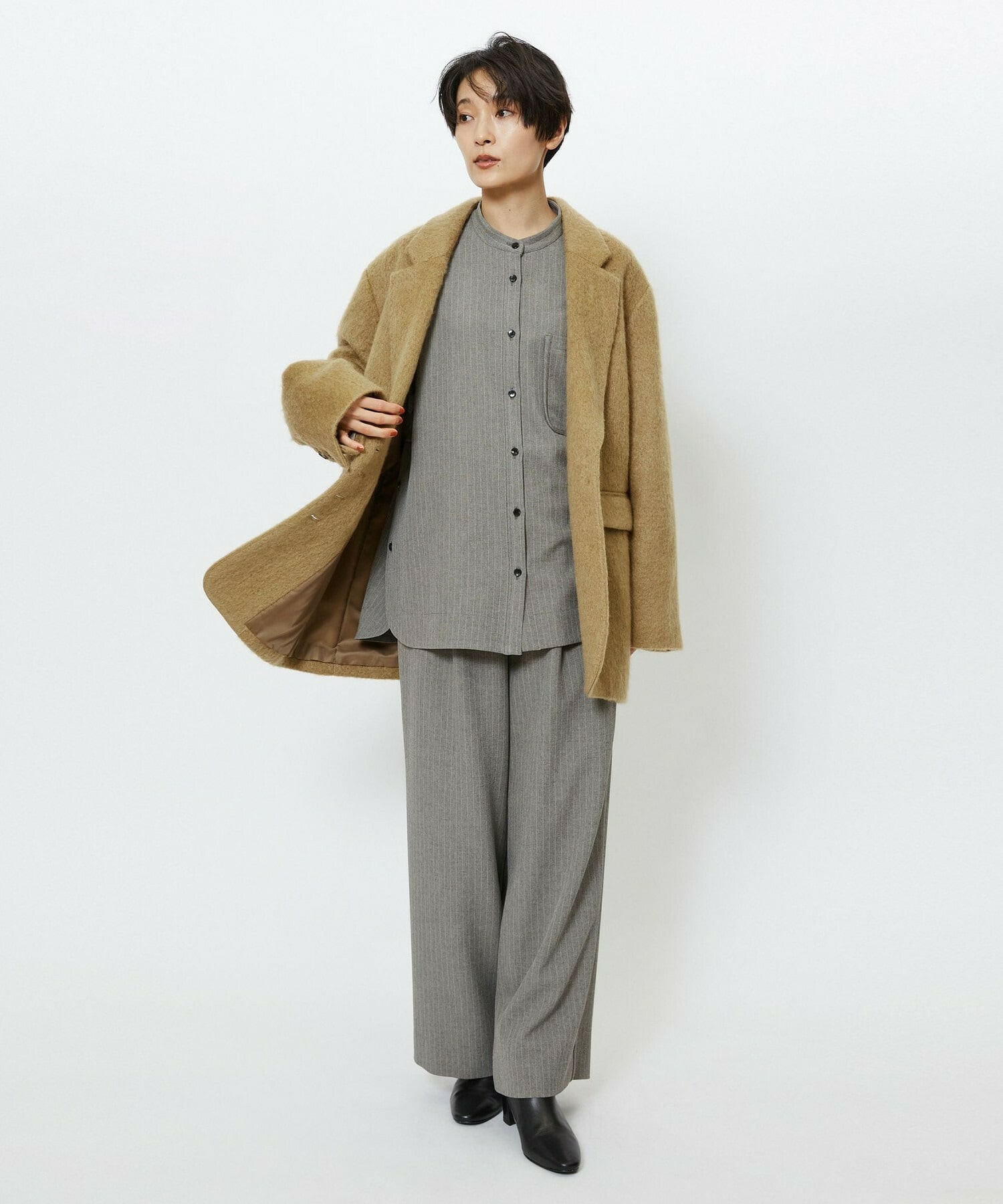 【feerique】【Lサイズ】feerique モヘアシャギーテーラードコート 詳細画像 キャメル 10