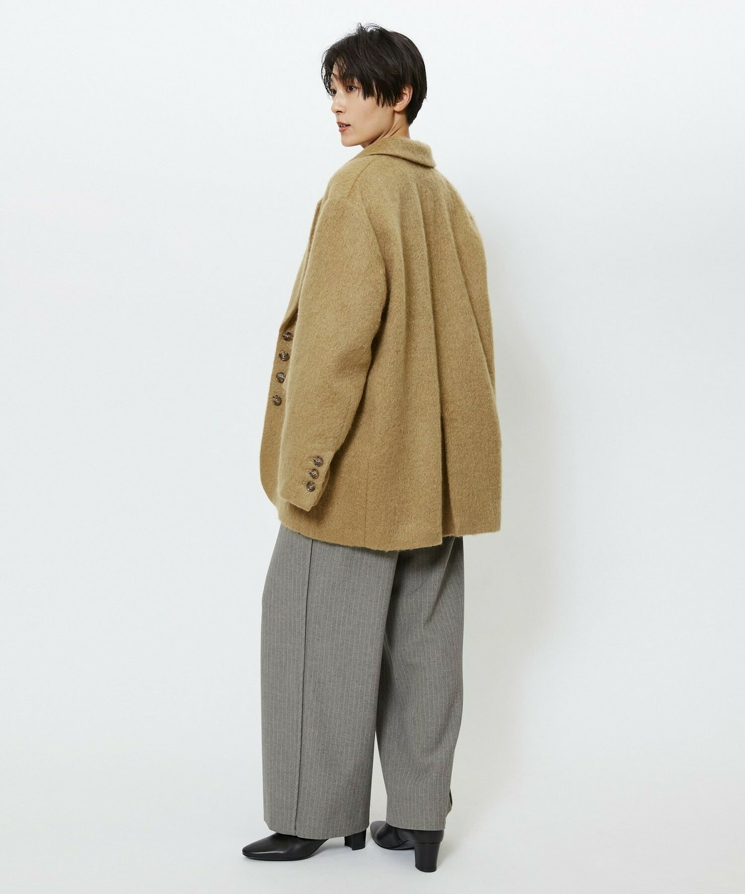 【feerique】【Lサイズ】feerique モヘアシャギーテーラードコート 詳細画像 キャメル 14