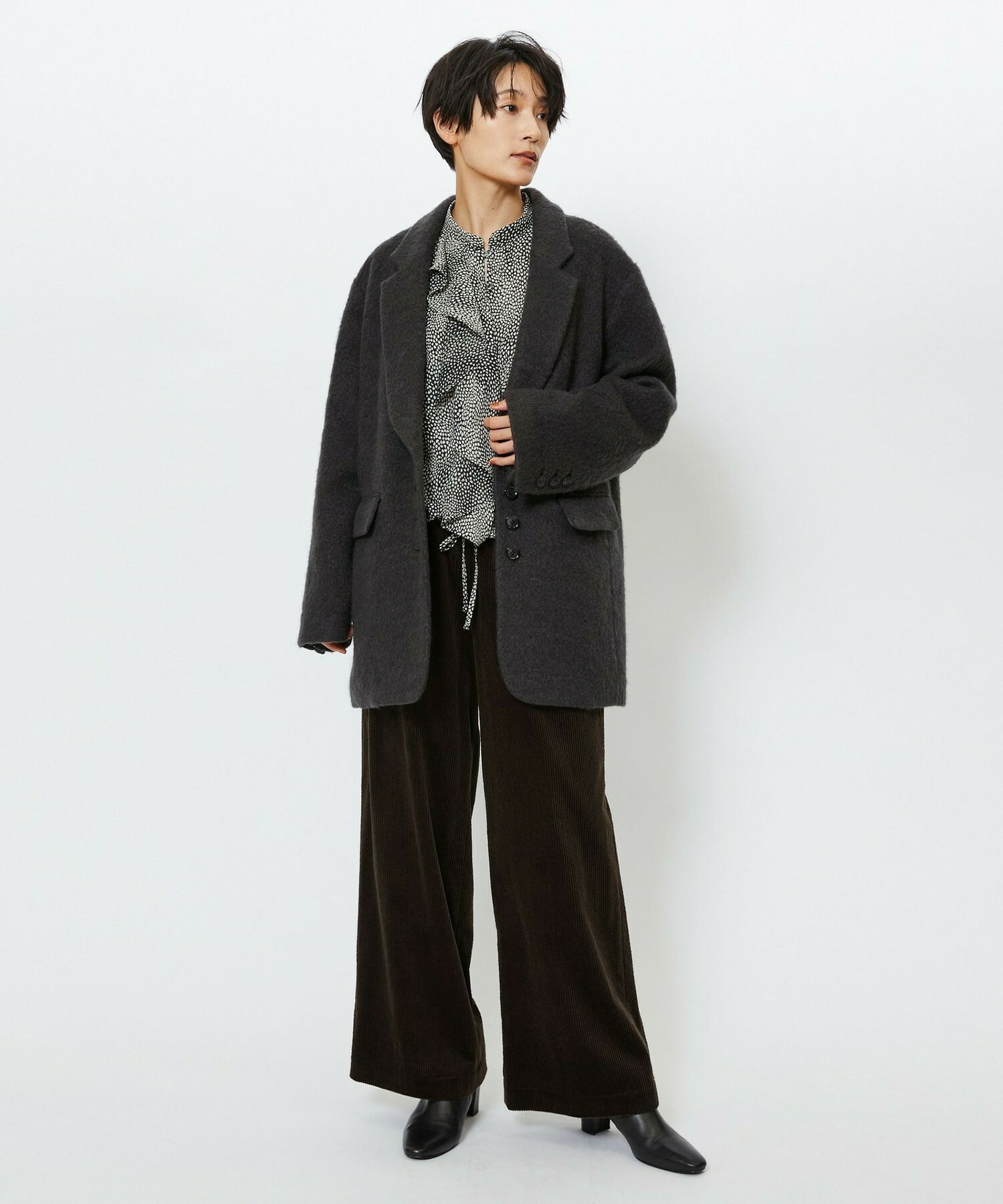 【feerique】【Lサイズ】feerique モヘアシャギーテーラードコート 詳細画像 キャメル 21