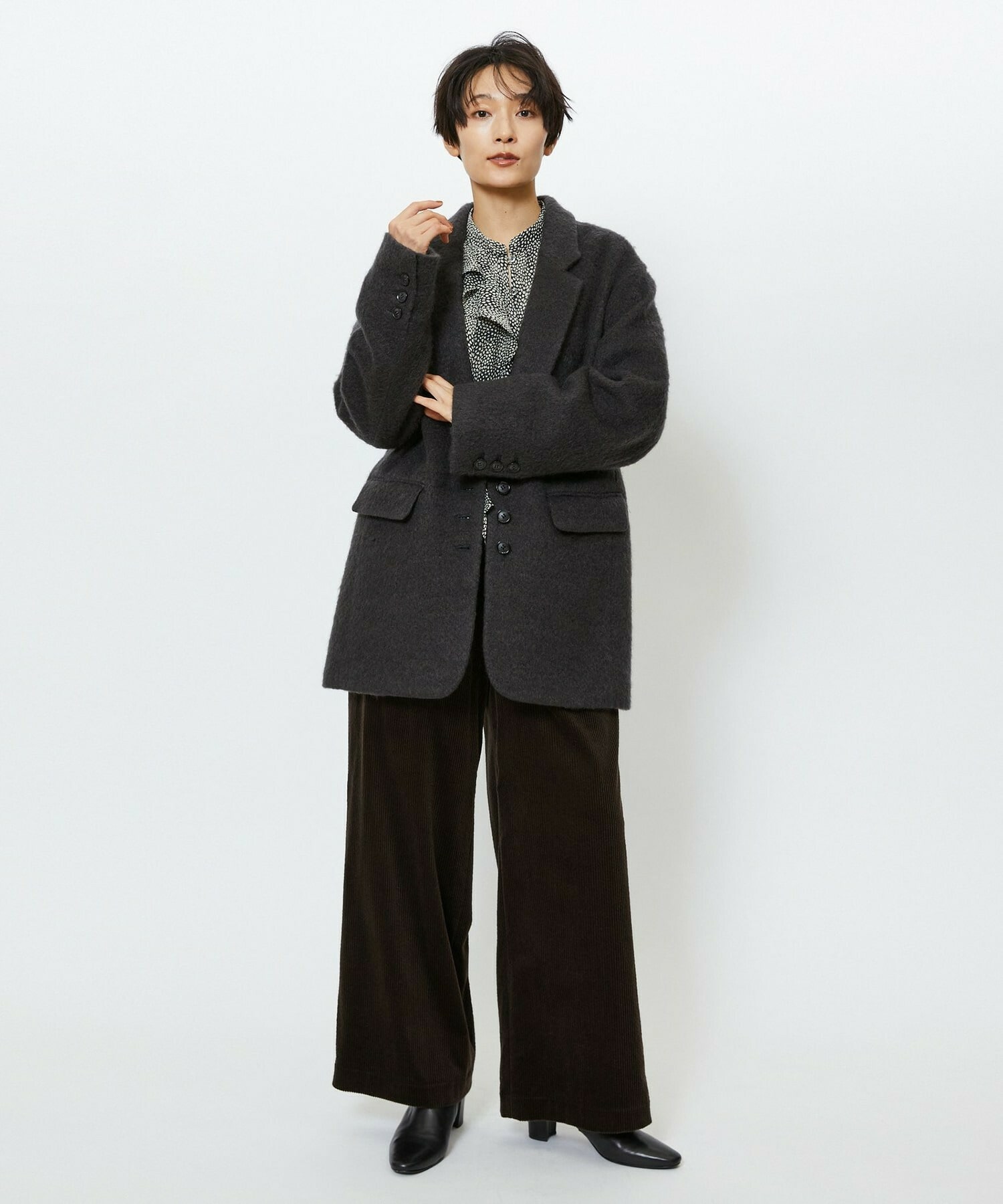 【feerique】【Lサイズ】feerique モヘアシャギーテーラードコート 詳細画像 キャメル 27