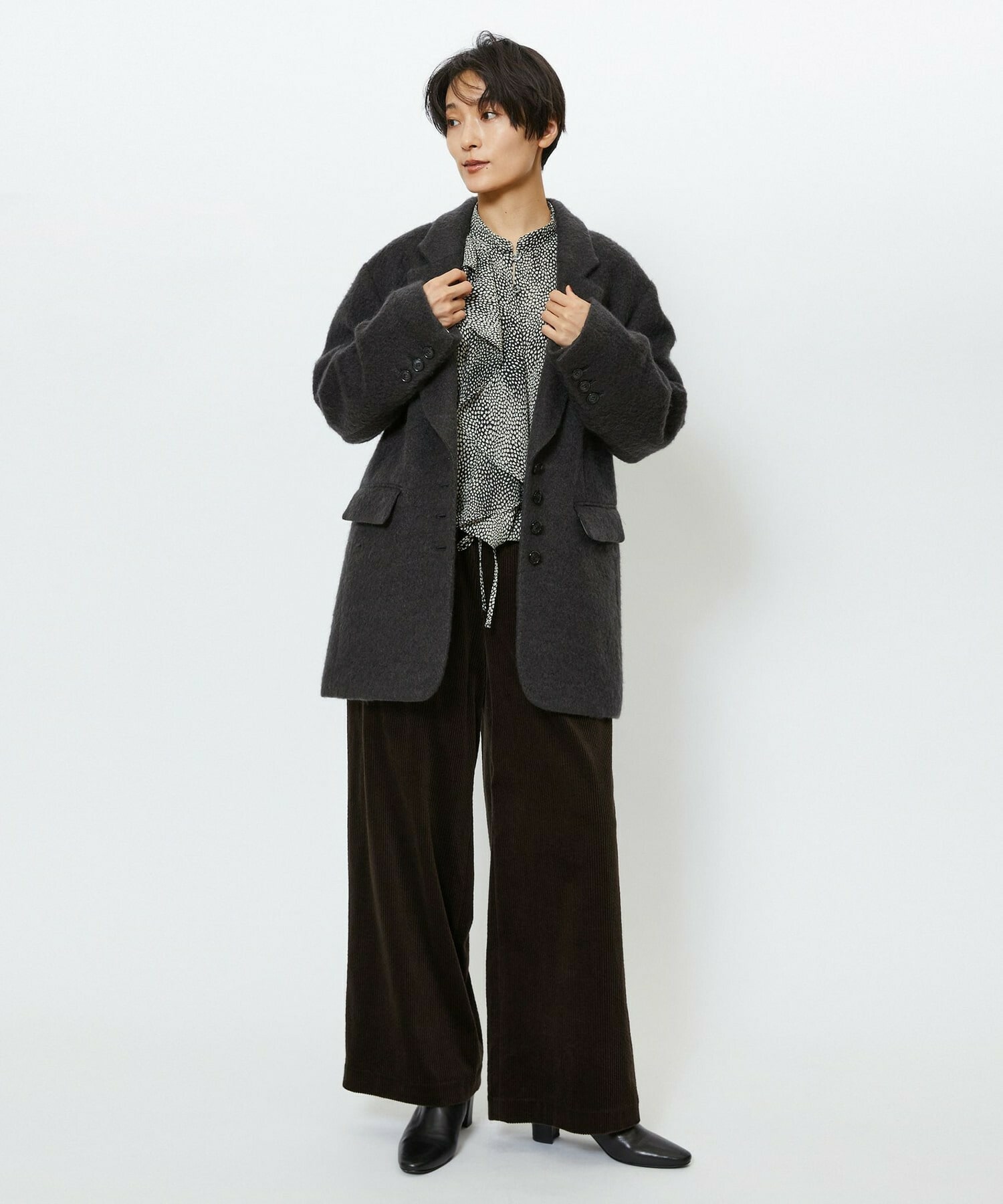 【feerique】【Lサイズ】feerique モヘアシャギーテーラードコート 詳細画像 キャメル 28