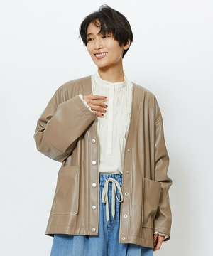 【feerique】【Lサイズ】feerique フェイクレザージャケット 詳細画像 モカ 2