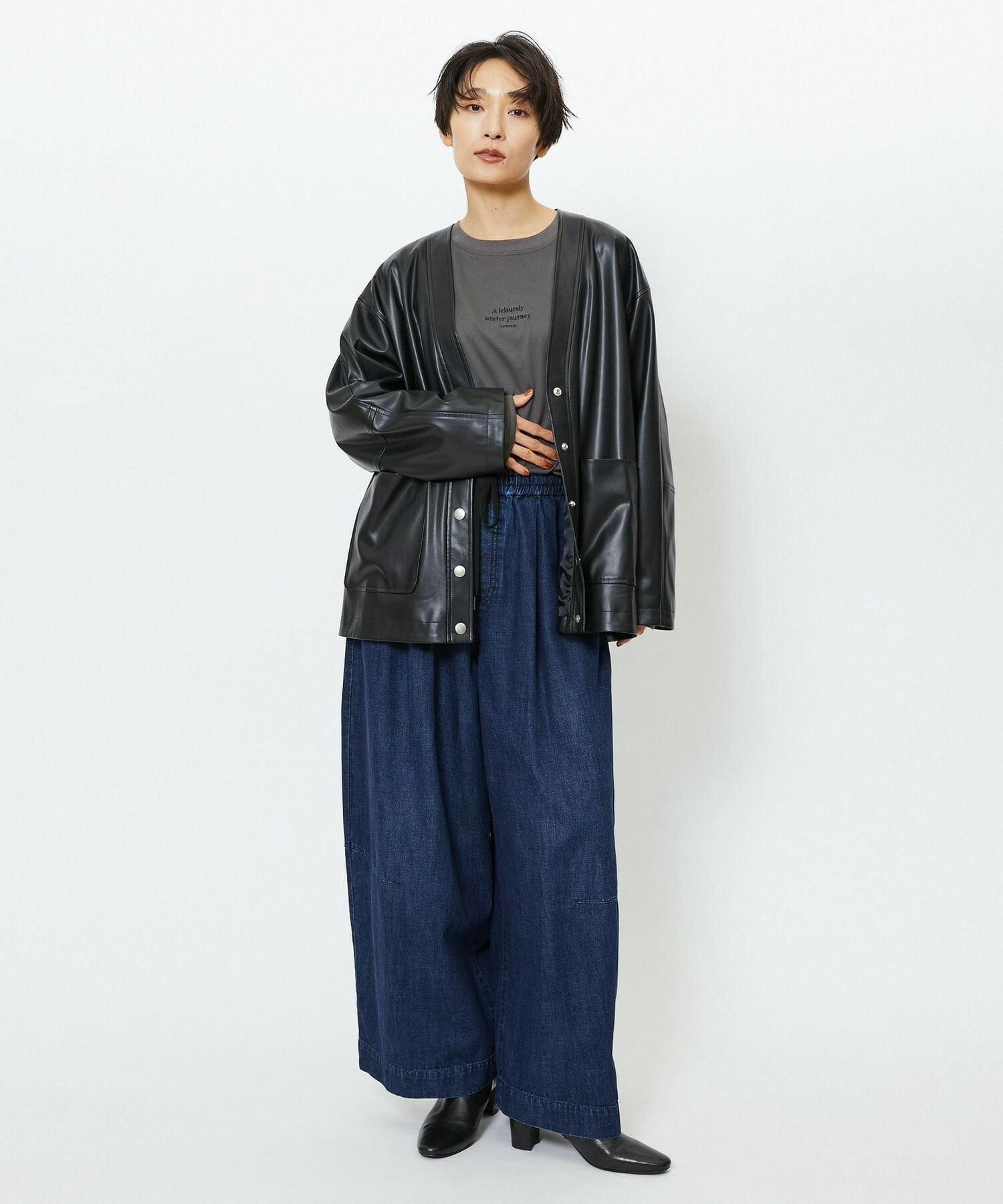 【feerique】【Lサイズ】feerique フェイクレザージャケット 詳細画像 ブラック 18