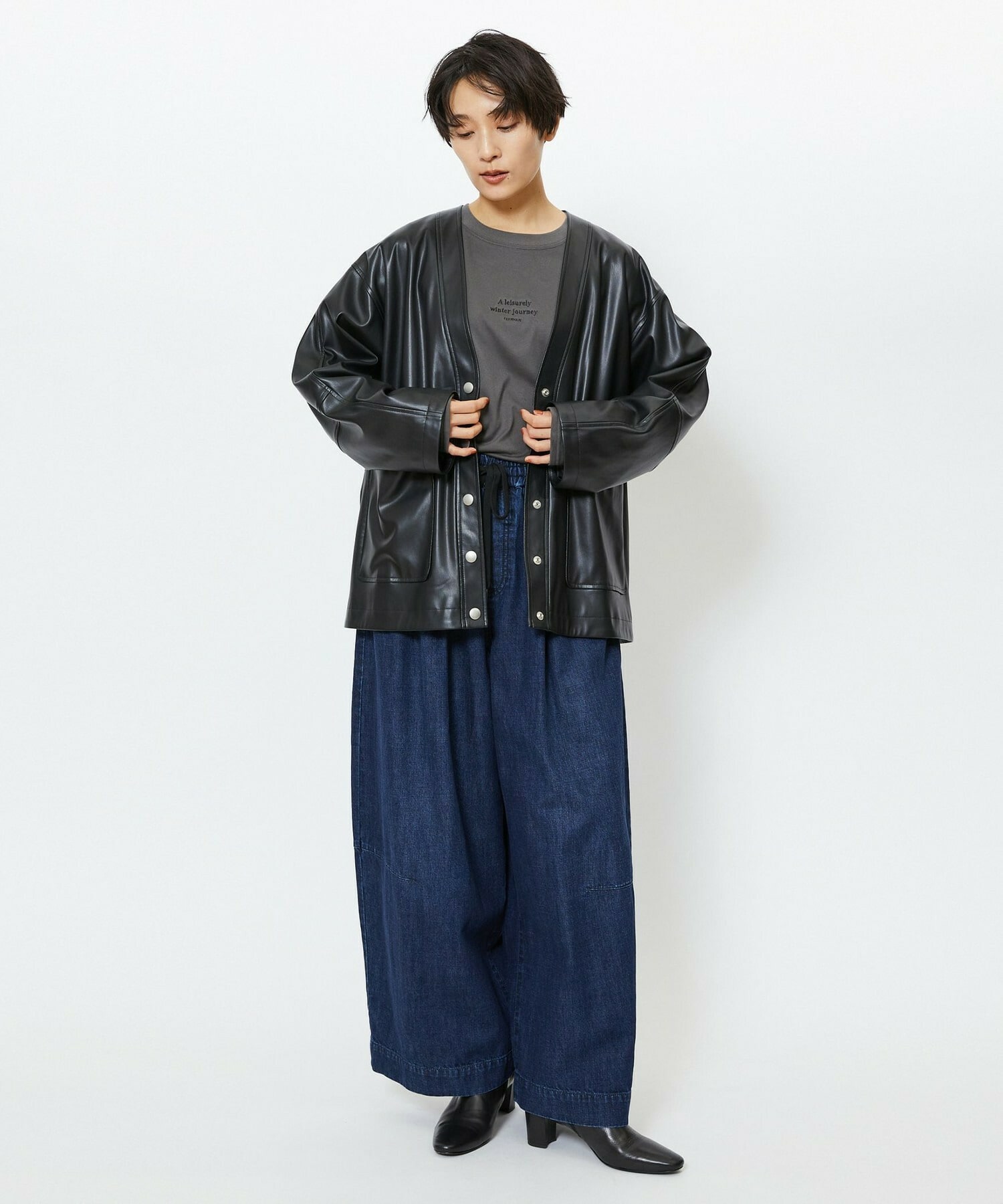 【feerique】【Lサイズ】feerique フェイクレザージャケット 詳細画像 ブラック 19