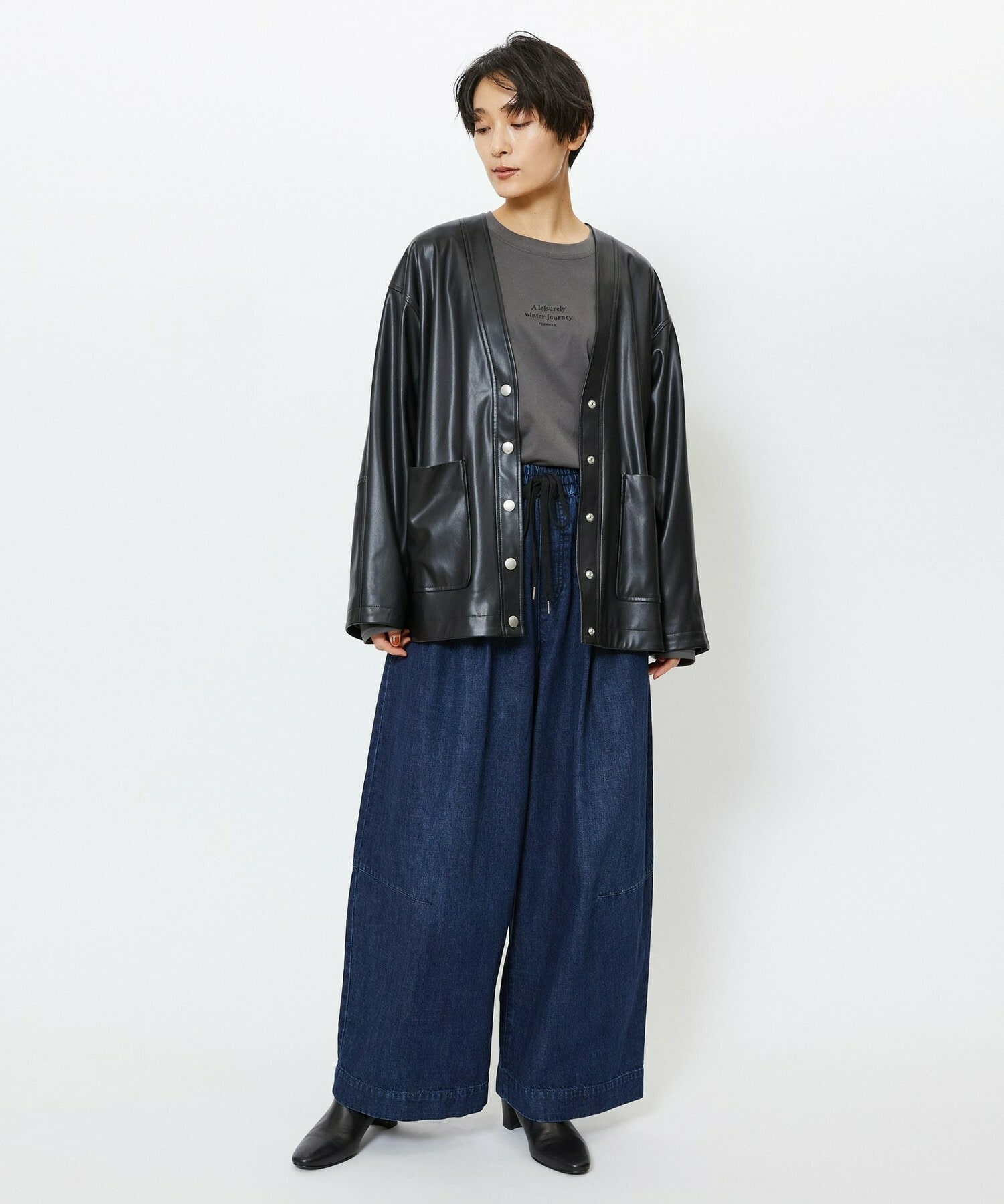 【feerique】【Lサイズ】feerique フェイクレザージャケット 詳細画像 ブラック 20