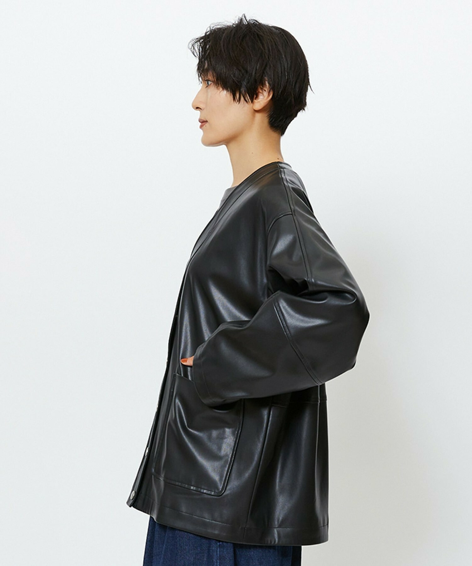 【feerique】【Lサイズ】feerique フェイクレザージャケット 詳細画像 ブラック 28