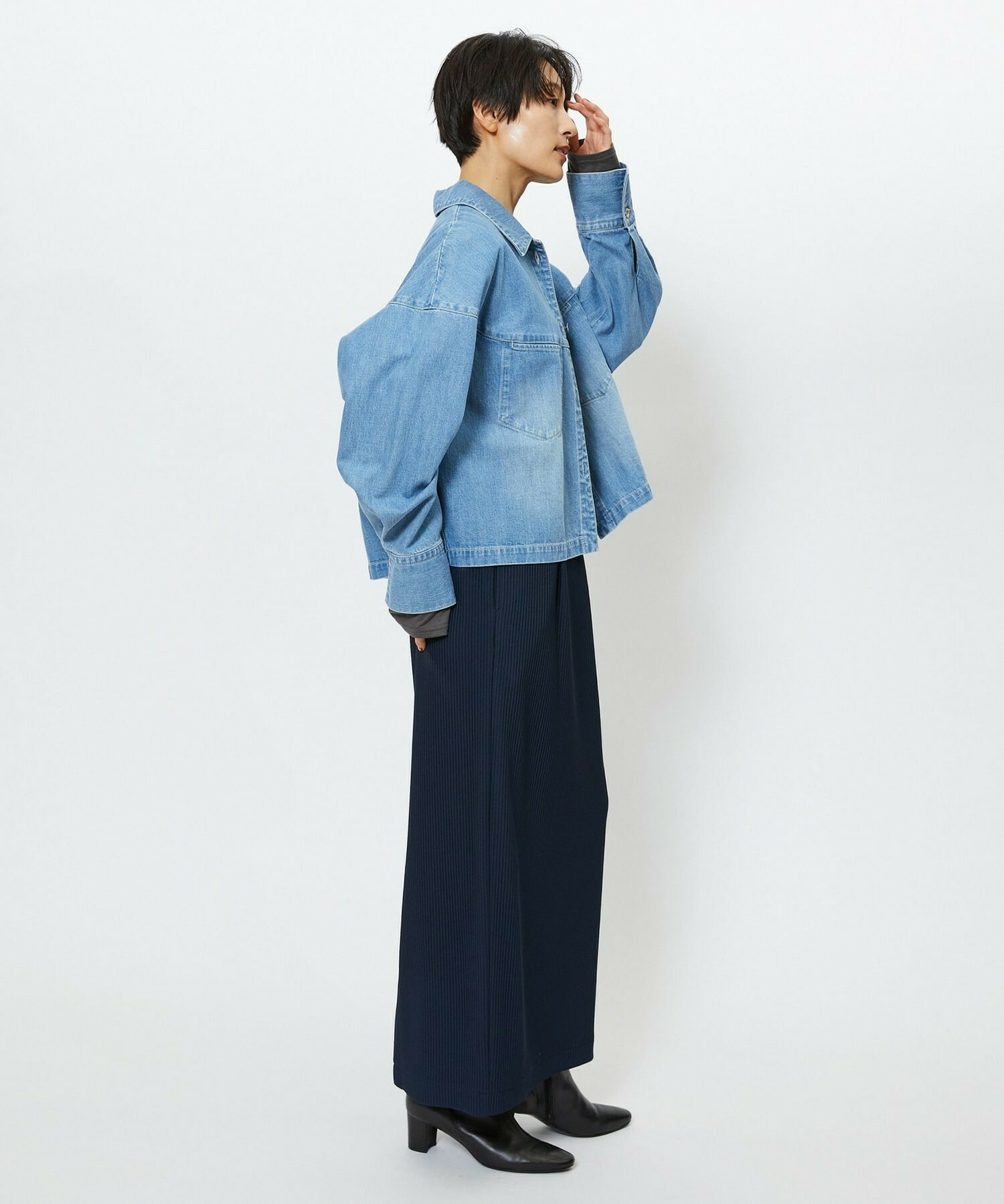 【feerique】【Lサイズ】feerique　デニムシャツブルゾン 詳細画像 ブルー 14