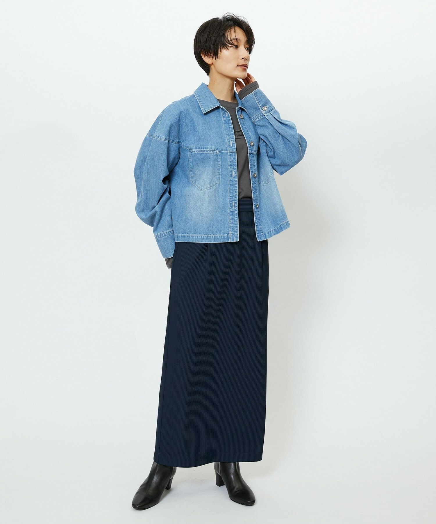 【feerique】【Lサイズ】feerique　デニムシャツブルゾン 詳細画像 ブルー 15