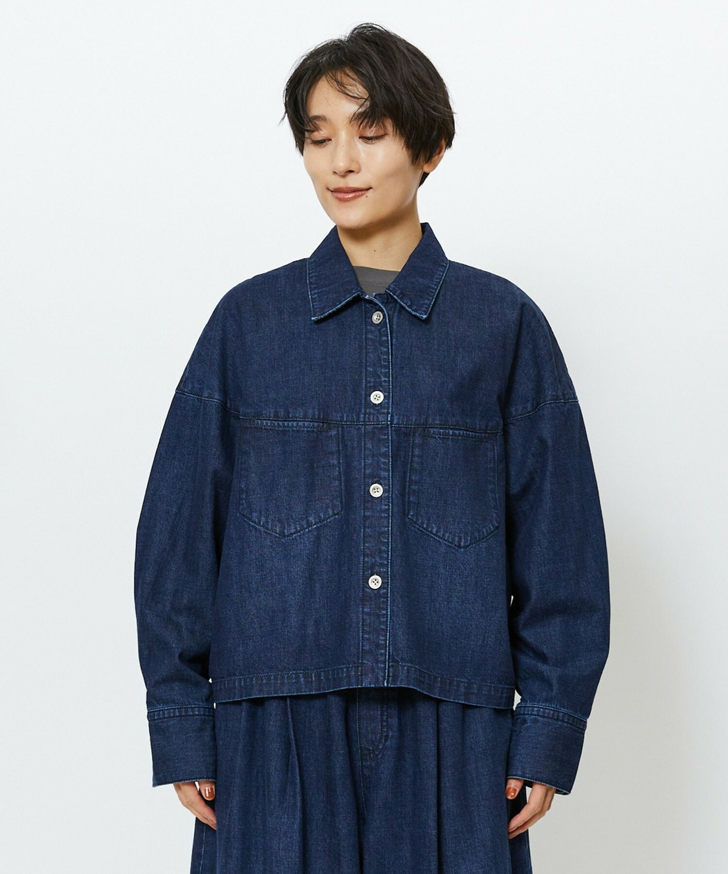 【feerique】【Lサイズ】feerique　デニムシャツブルゾン 詳細画像 ブルー 25