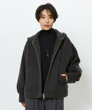 【feerique】【Lサイズ】feerique モヘアシャギーフードブルゾン 詳細画像 チャコールグレー 2