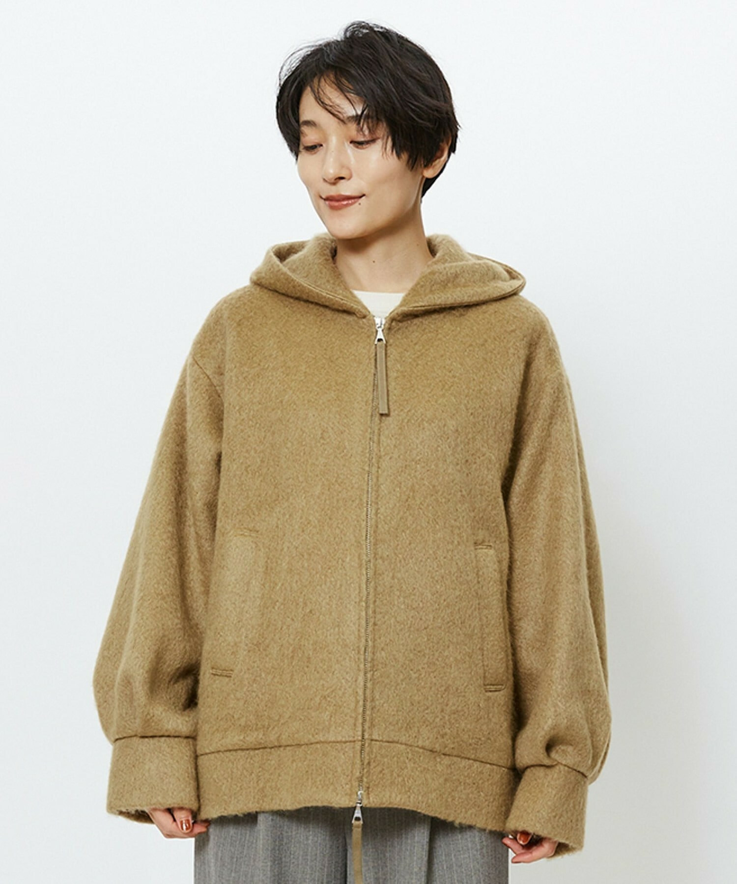 【feerique】【Lサイズ】feerique モヘアシャギーフードブルゾン 詳細画像 キャメル 27