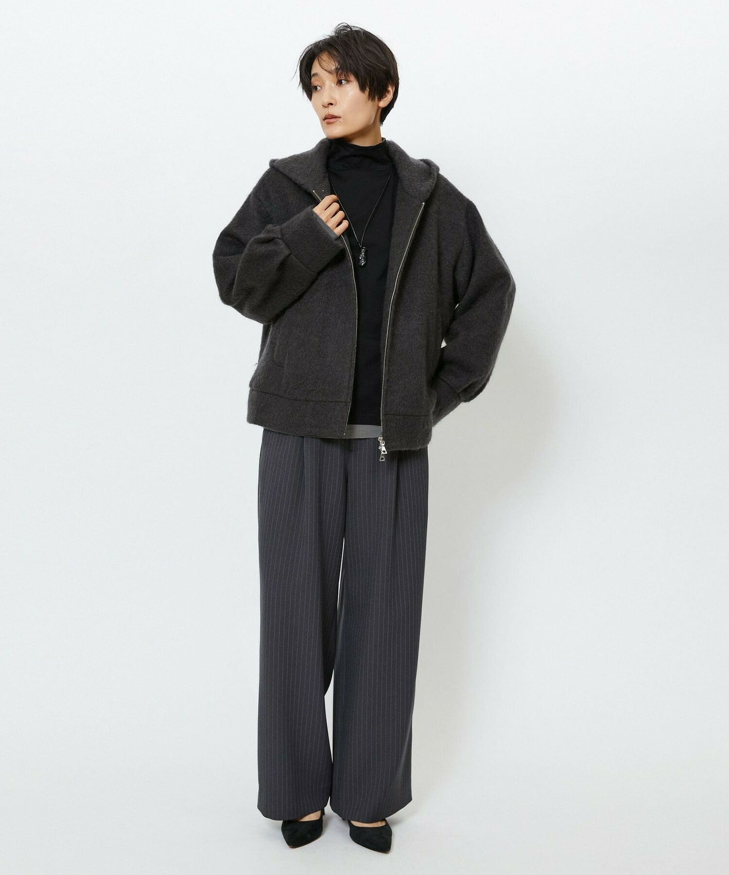 【feerique】【Lサイズ】feerique モヘアシャギーフードブルゾン 詳細画像 キャメル 8