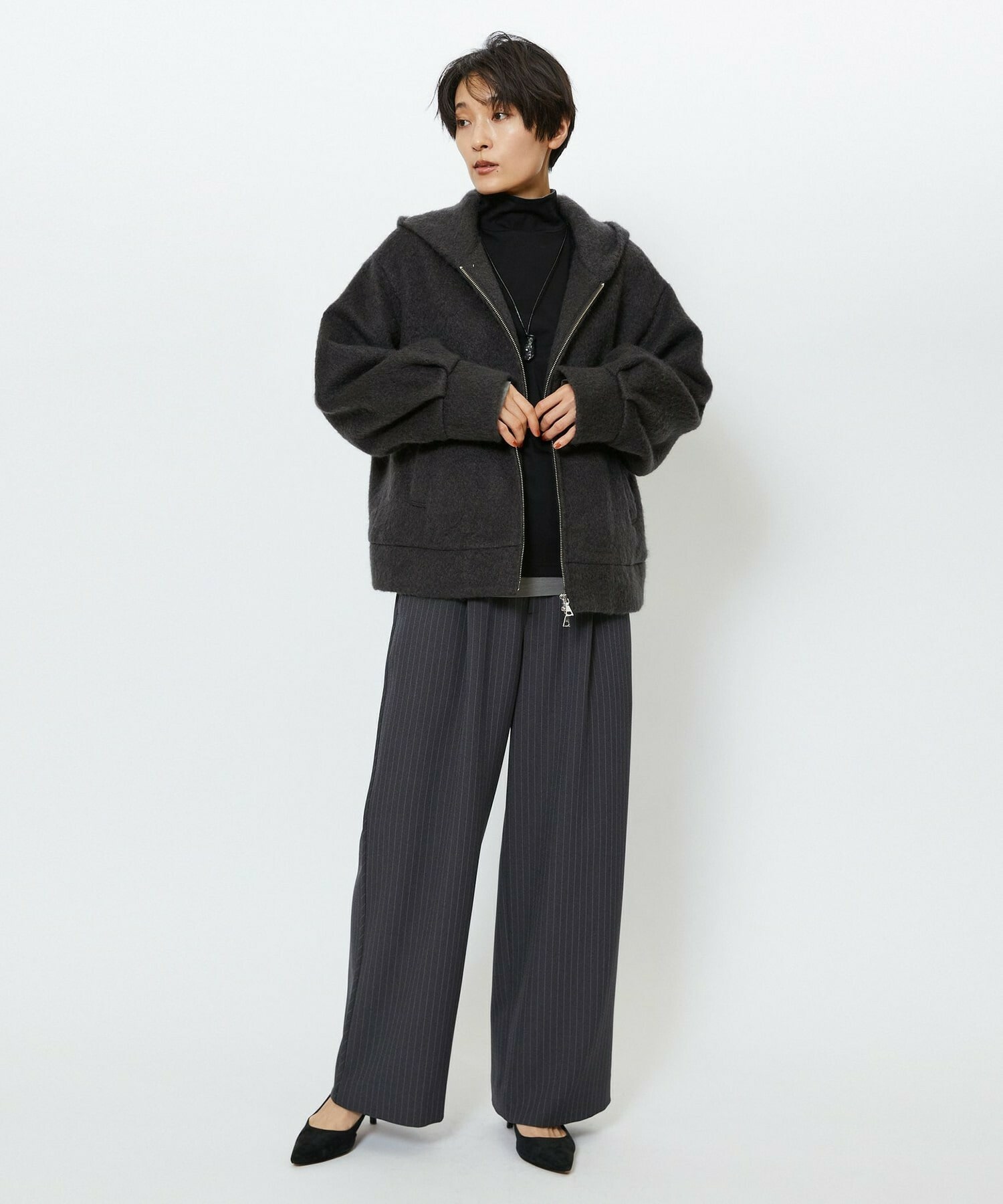 【feerique】【Lサイズ】feerique モヘアシャギーフードブルゾン 詳細画像 キャメル 9