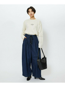 【feerique】【Lサイズ】feerique　デニムコクーンシルエットワイドパンツ 詳細画像 ブルー 7