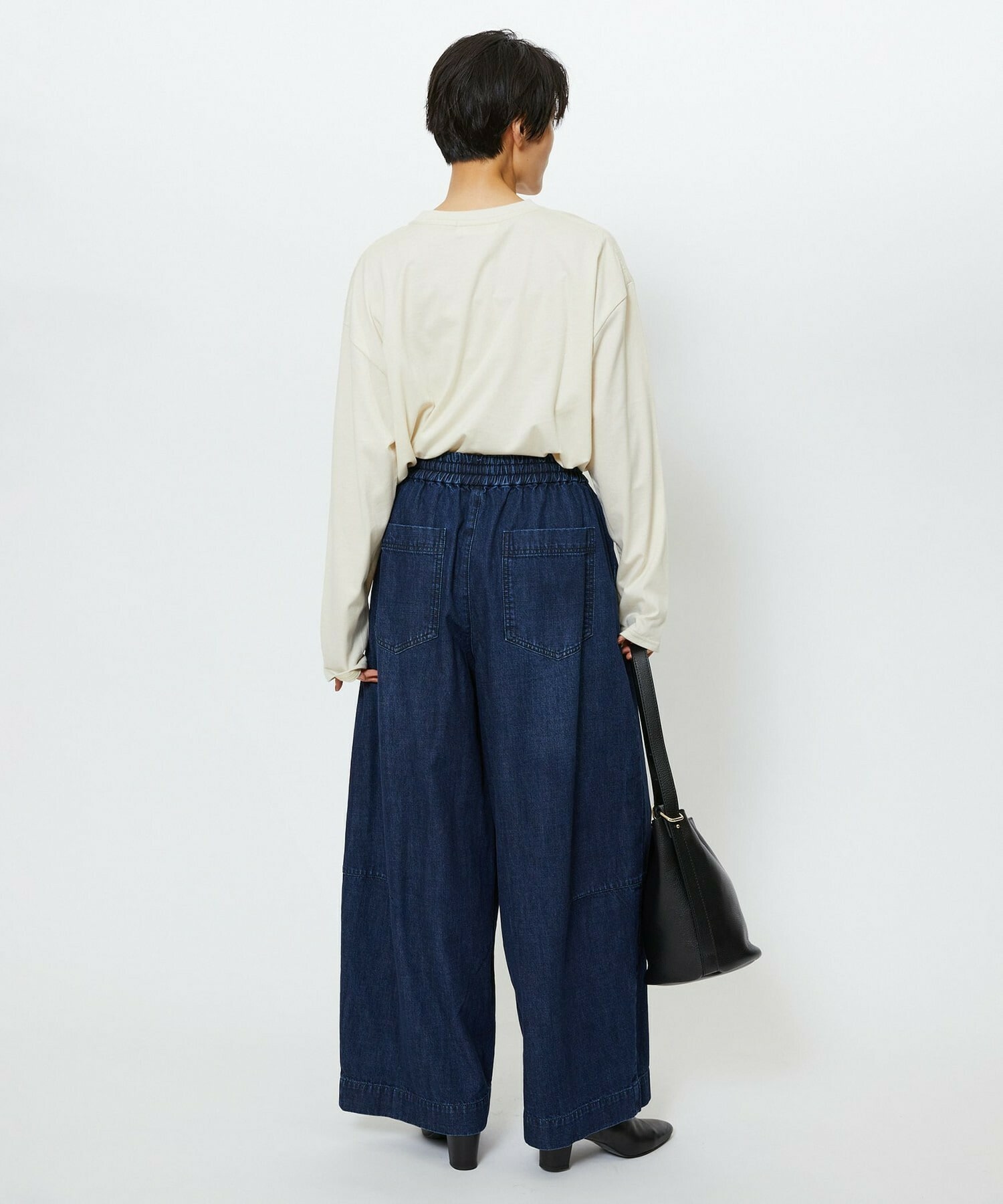 【feerique】【Lサイズ】feerique　デニムコクーンシルエットワイドパンツ 詳細画像 ブルー 10