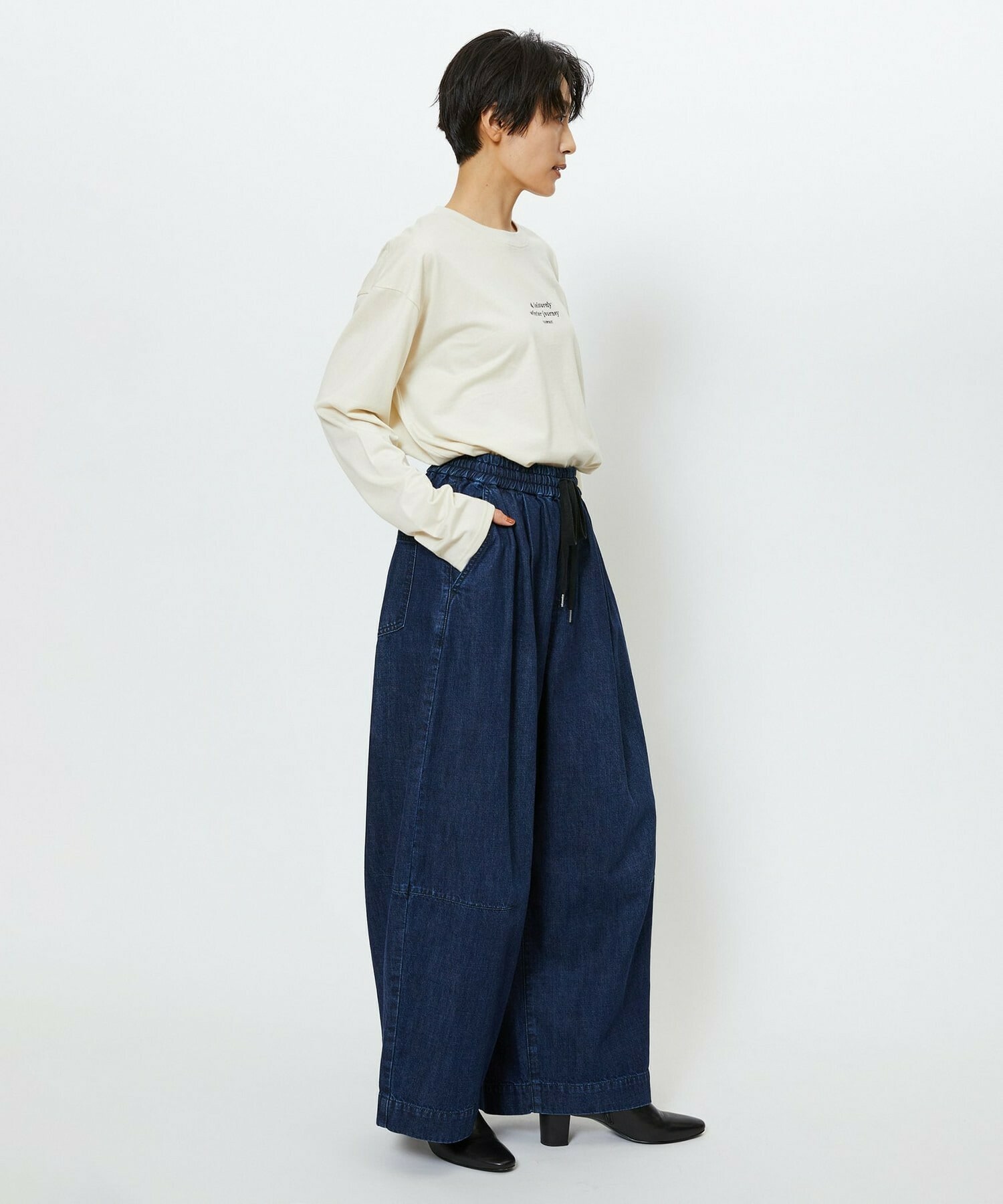 【feerique】【Lサイズ】feerique　デニムコクーンシルエットワイドパンツ 詳細画像 ブルー 11