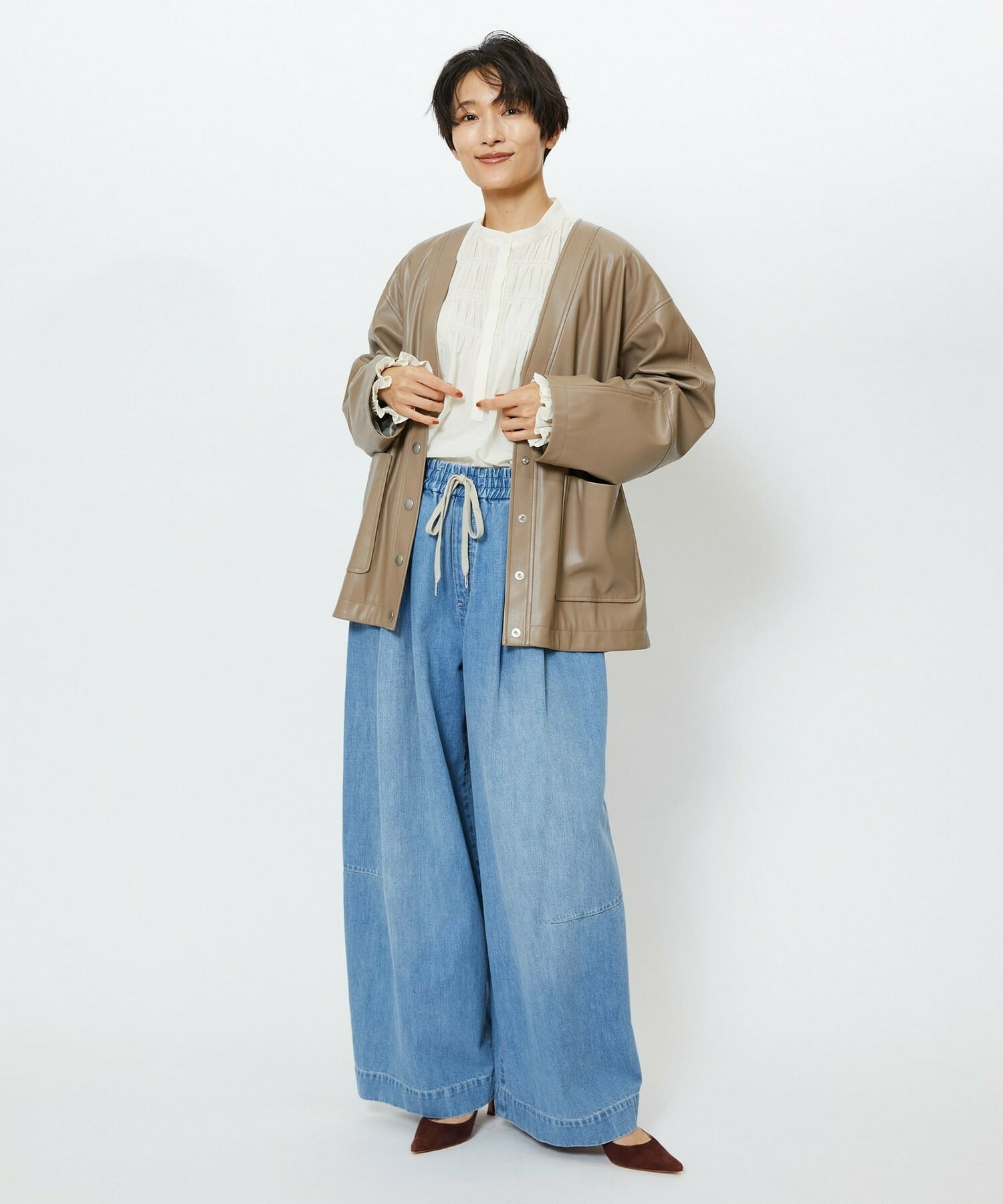 【feerique】【Lサイズ】feerique　デニムコクーンシルエットワイドパンツ 詳細画像 ブルー 21