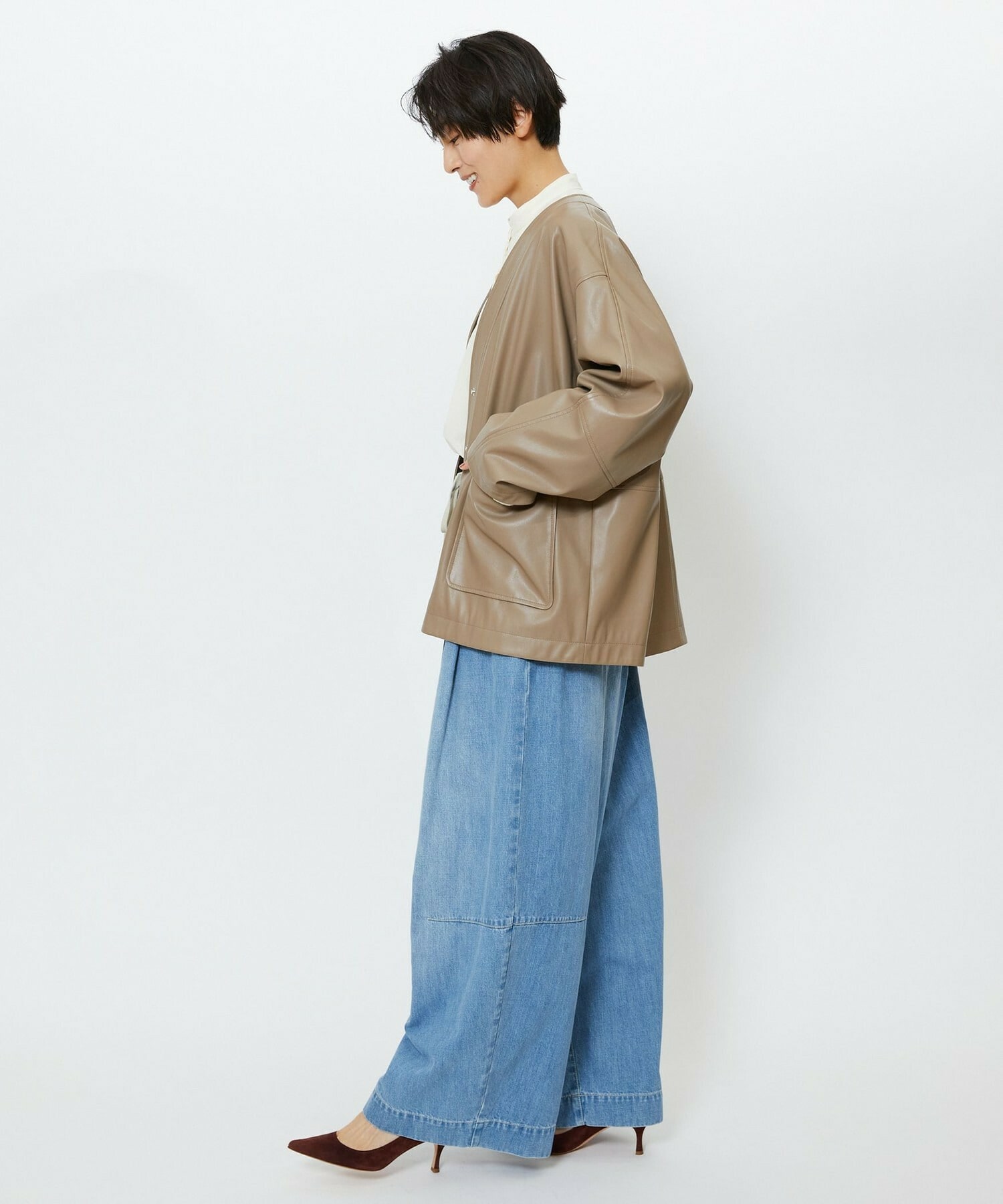 【feerique】【Lサイズ】feerique　デニムコクーンシルエットワイドパンツ 詳細画像 ブルー 22