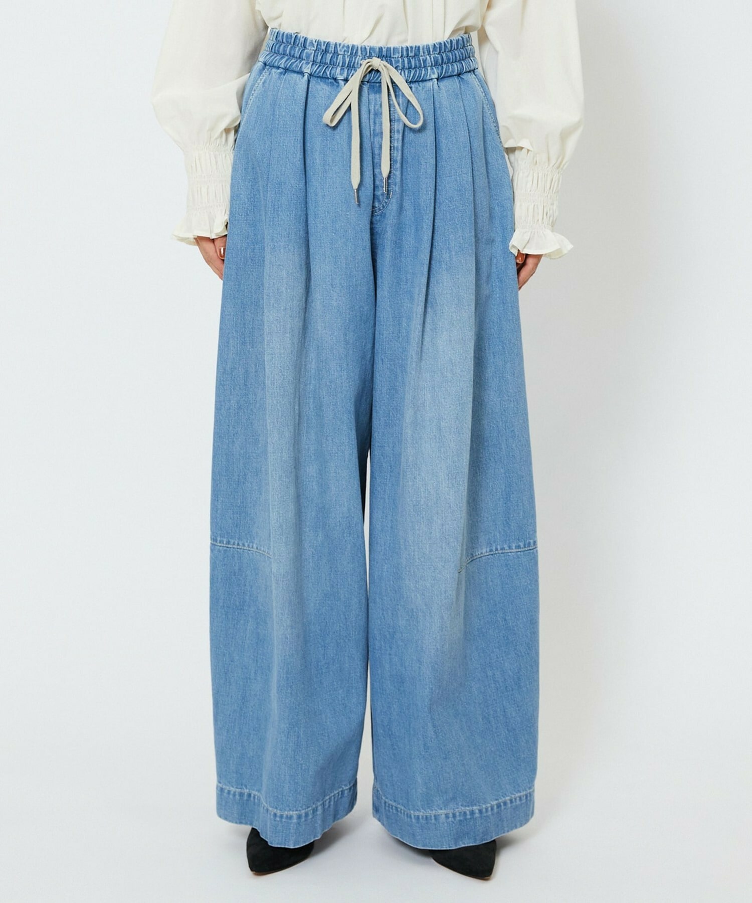 【feerique】【Lサイズ】feerique　デニムコクーンシルエットワイドパンツ 詳細画像 ブルー 24