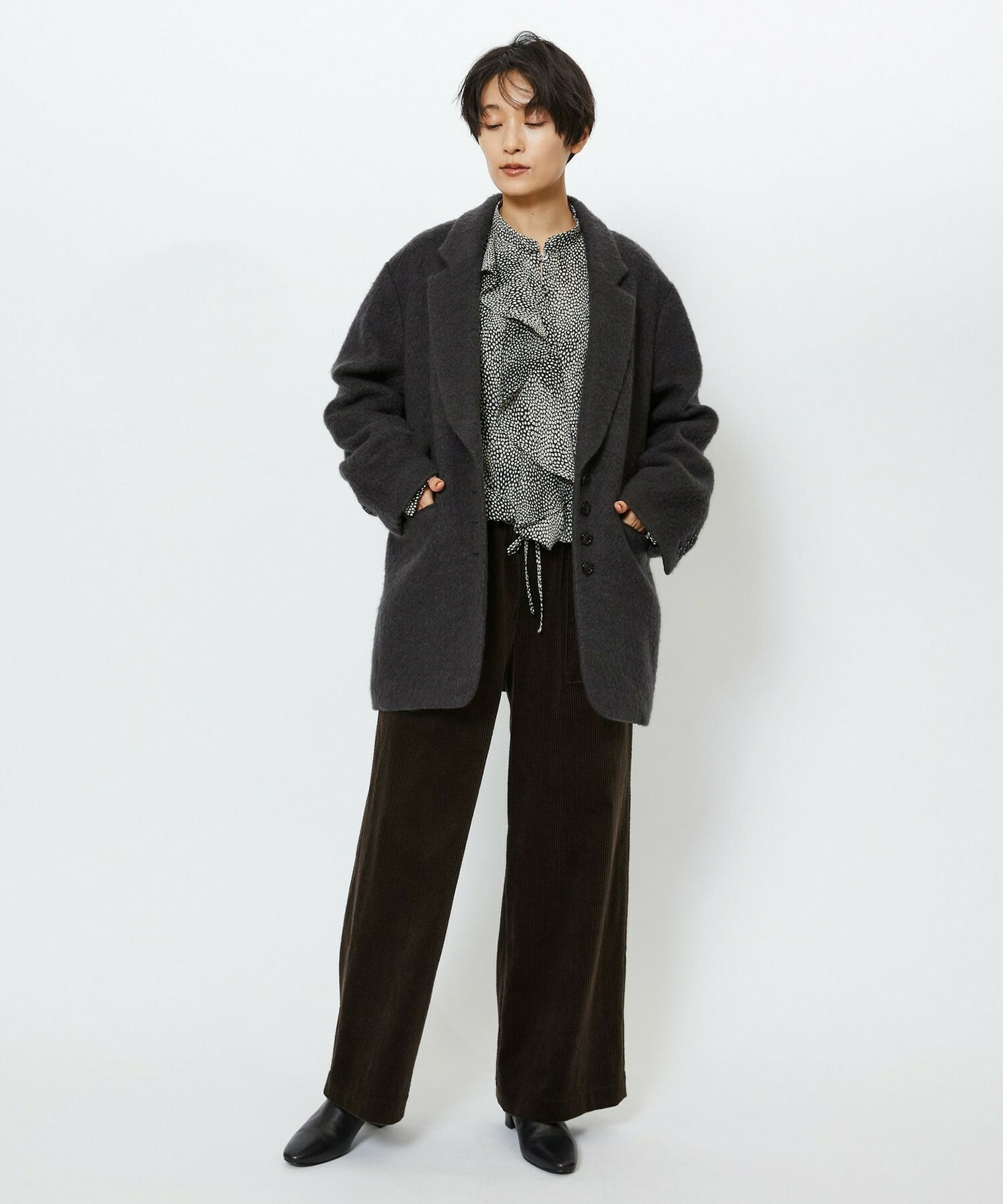 【feerique】【Lサイズ】feerique 6wコーデュロイイージーパンツ 詳細画像 ブラウン 14