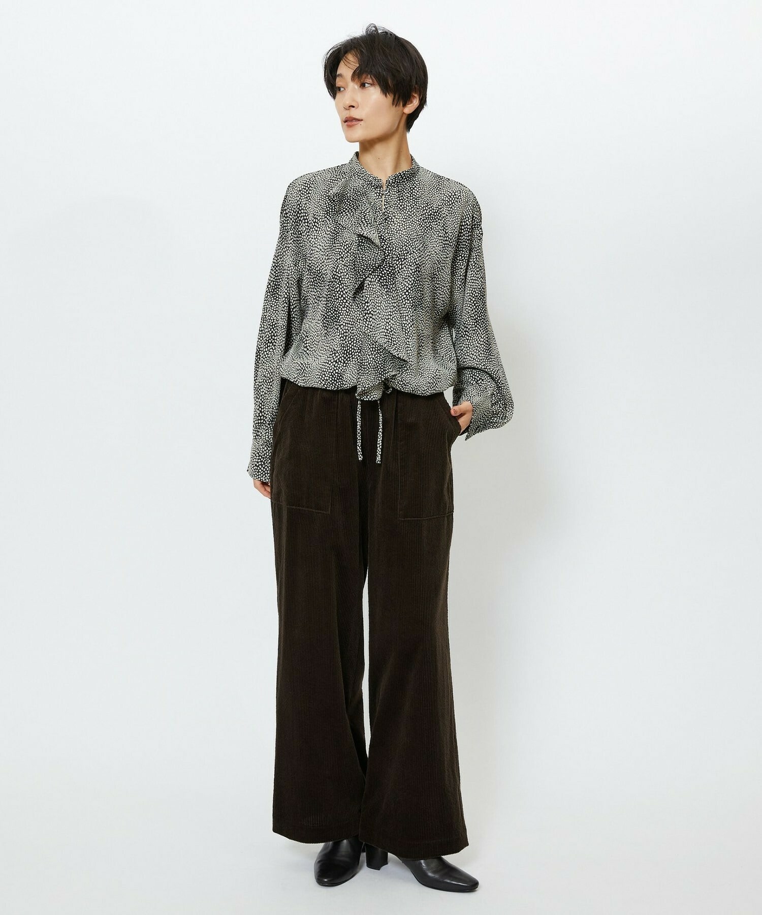 【feerique】【Lサイズ】feerique 6wコーデュロイイージーパンツ 詳細画像 ブラウン 9