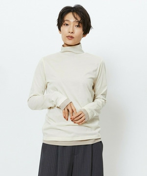 【feerique】【Lサイズ】feerique シアー天竺配色ハイネックプルオーバー 詳細画像 ホワイト系その他 2