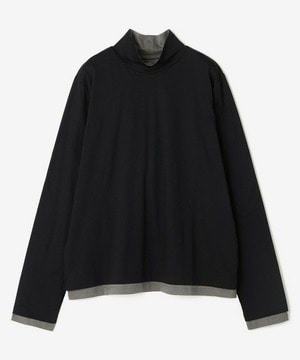 【feerique】【Lサイズ】feerique シアー天竺配色ハイネックプルオーバー 詳細画像 ブラック系その他 1