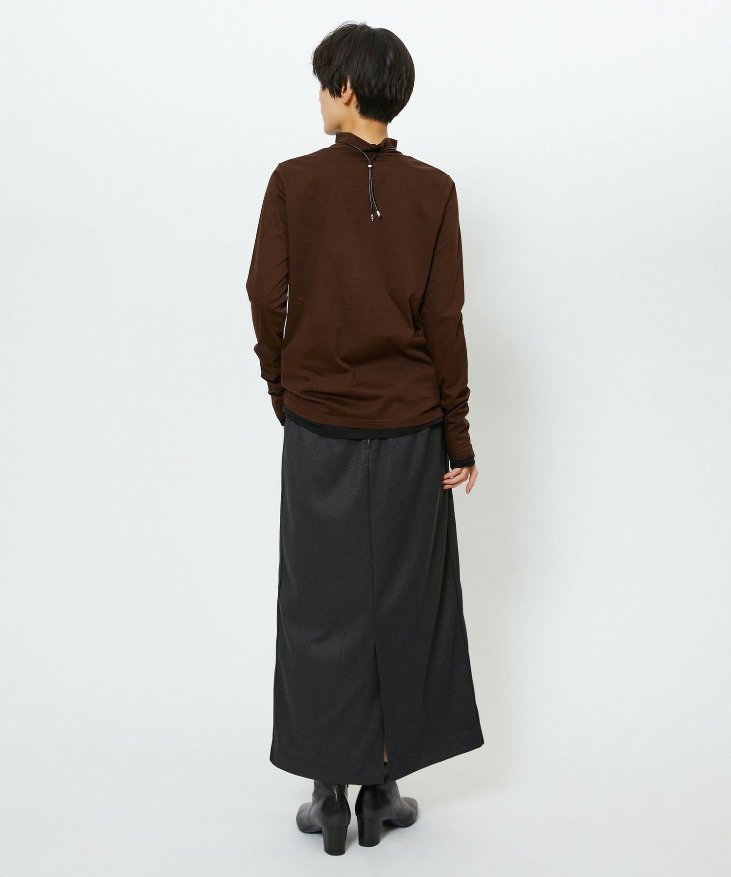 【feerique】【Lサイズ】feerique シアー天竺配色ハイネックプルオーバー 詳細画像 ブラック系その他 10