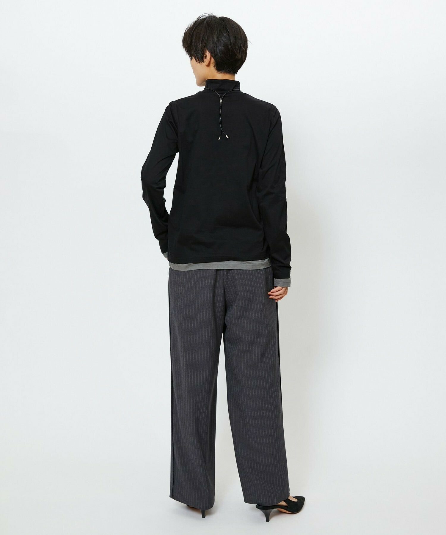 【feerique】【Lサイズ】feerique シアー天竺配色ハイネックプルオーバー 詳細画像 ブラック系その他 17