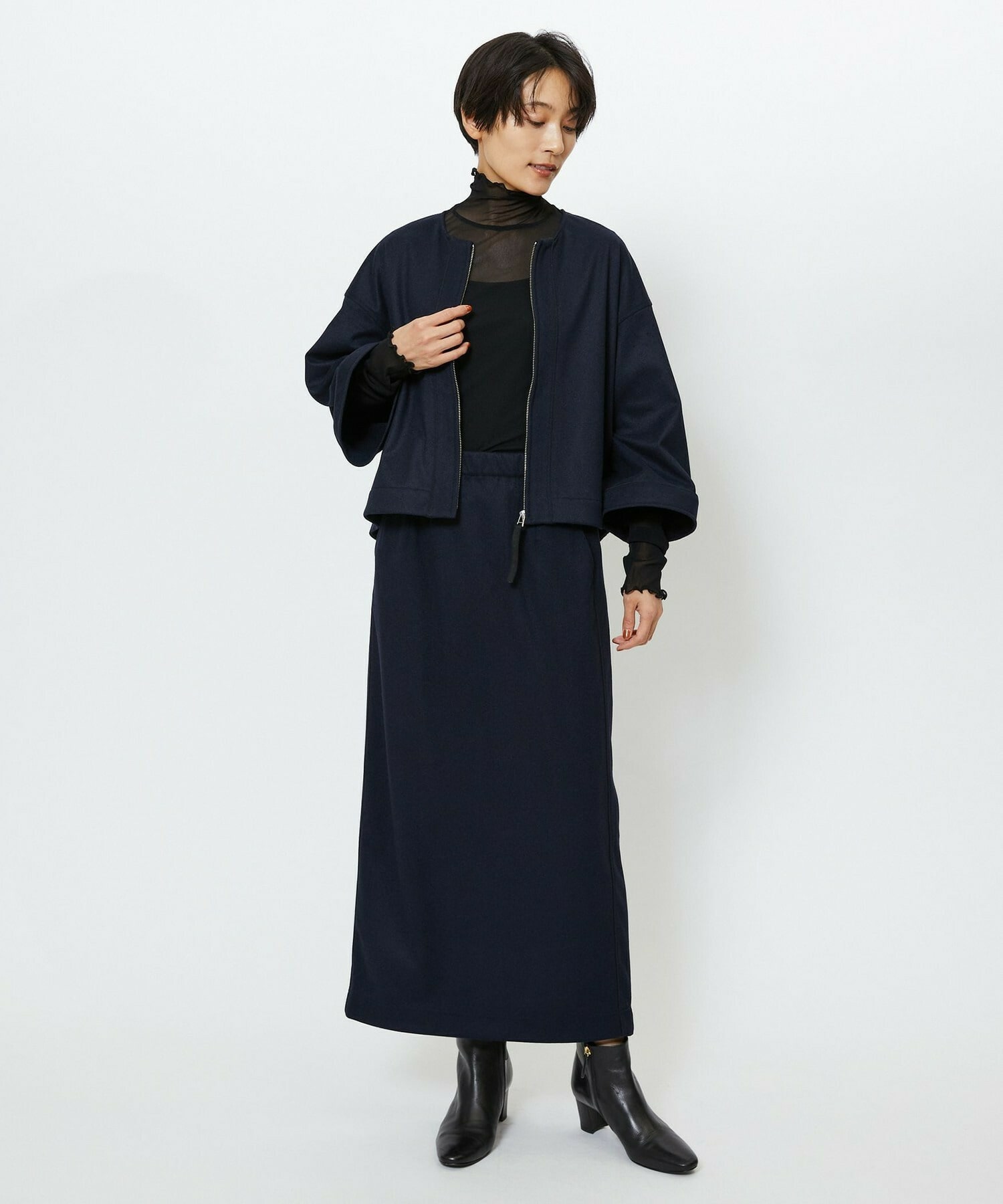 【feerique】【Lサイズ】feerique ウールライクニットツイルコクーンシルエットプルオーバー 詳細画像 チャコールグレー 16