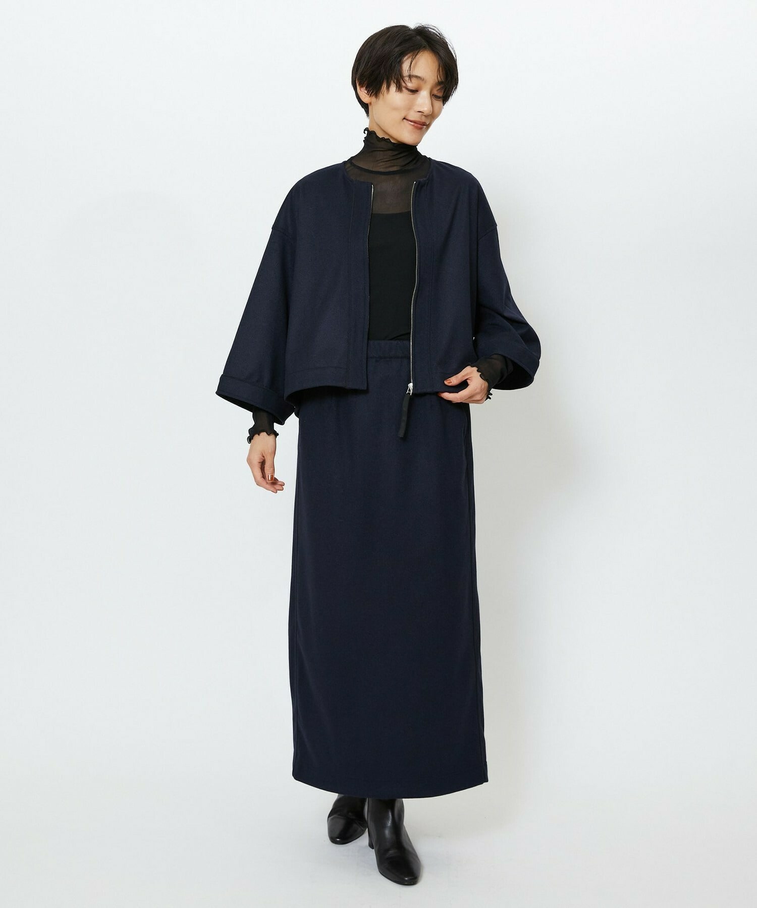 【feerique】【Lサイズ】feerique ウールライクニットツイルコクーンシルエットプルオーバー 詳細画像 チャコールグレー 6