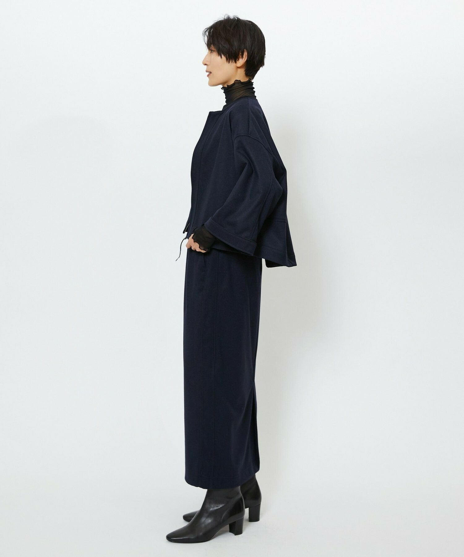 【feerique】【Lサイズ】feerique ウールライクニットツイルコクーンシルエットプルオーバー 詳細画像 チャコールグレー 9