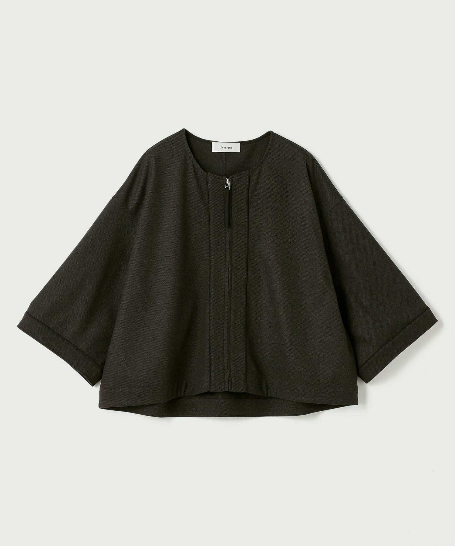 【feerique】【Lサイズ】feerique ウールライクニットツイルコクーンシルエットプルオーバー 詳細画像 チャコールグレー 1