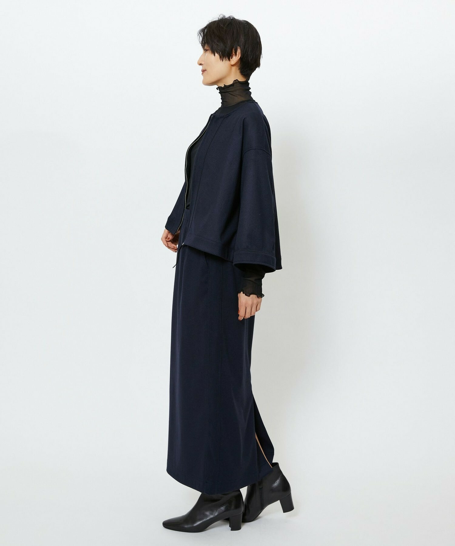 【feerique】【Lサイズ】feerique ウールライクニットツイルパイピングスカート 詳細画像 ネイビー 11