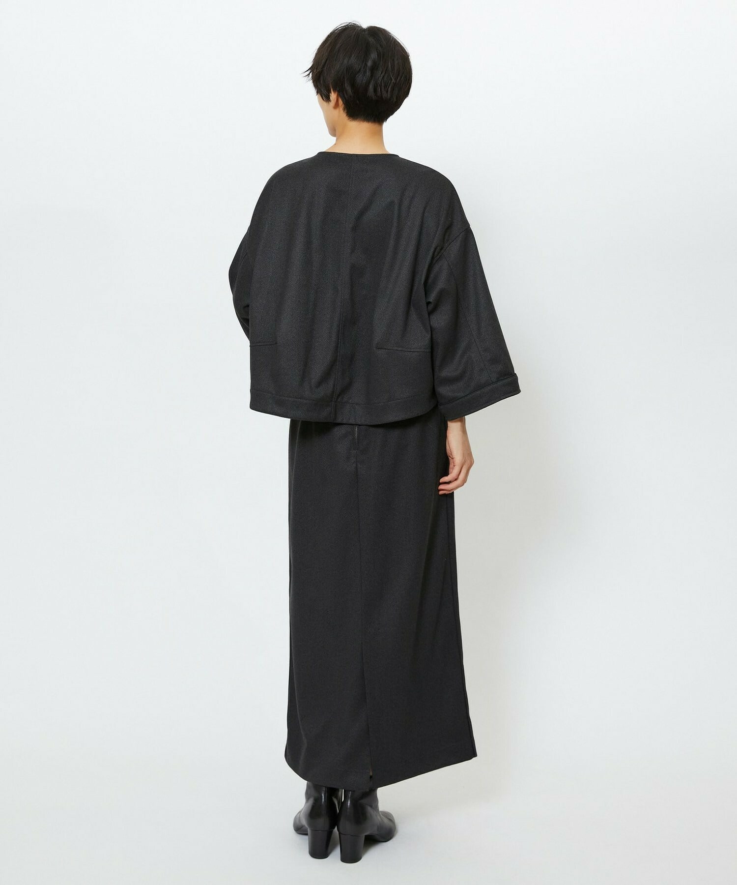 【feerique】【Lサイズ】feerique ウールライクニットツイルパイピングスカート 詳細画像 ネイビー 19