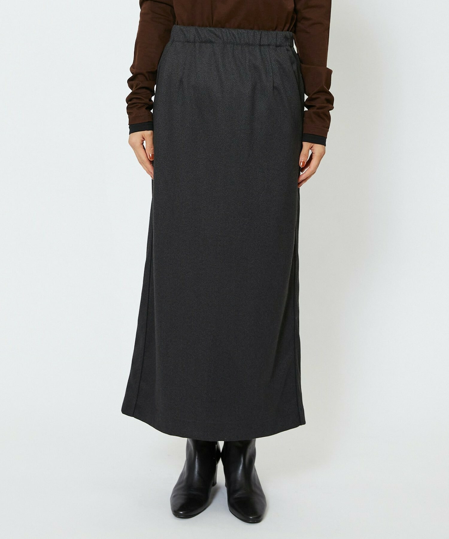 【feerique】【Lサイズ】feerique ウールライクニットツイルパイピングスカート 詳細画像 ネイビー 26