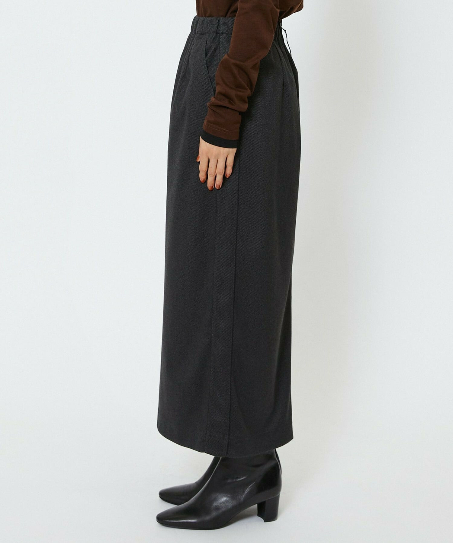 【feerique】【Lサイズ】feerique ウールライクニットツイルパイピングスカート 詳細画像 ネイビー 27