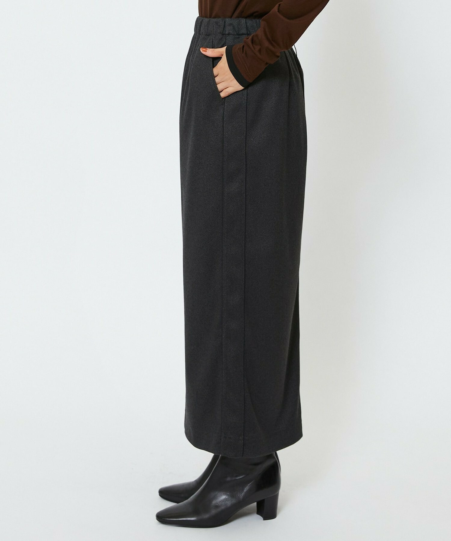 【feerique】【Lサイズ】feerique ウールライクニットツイルパイピングスカート 詳細画像 ネイビー 28