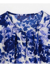 【wb】【Lサイズ】wb アブストラクトライクプリントブラウス 詳細画像 ブルー系その他 1
