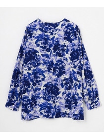 【wb】【Lサイズ】wb アブストラクトライクプリントブラウス 詳細画像 ブルー系その他 5