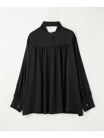 【wb】【Lサイズ】wb バックサテンジョーゼットVネックブラウス 詳細画像 ブラック 1