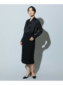 【wb】【Lサイズ】wb バックサテンジョーゼットVネックブラウス 詳細画像 ブラック 20