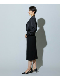 【wb】【Lサイズ】wb バックサテンジョーゼットVネックブラウス 詳細画像 ブラック 22