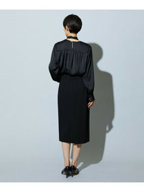 【wb】【Lサイズ】wb バックサテンジョーゼットVネックブラウス 詳細画像 ブラック 23