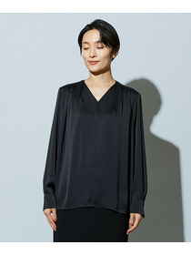 【wb】【Lサイズ】wb バックサテンジョーゼットVネックブラウス 詳細画像 ブラック 28