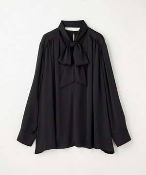 【wb】【Lサイズ】wb バックサテンジョーゼットVネックブラウス 詳細画像 ブラック 1