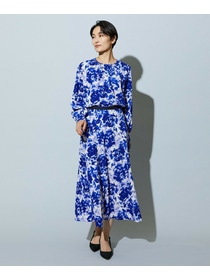 【wb】【Lサイズ】wb アブストラクトライクプリントフレアースカート 詳細画像 ブルー系その他 11