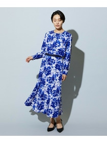 【wb】【Lサイズ】wb アブストラクトライクプリントフレアースカート 詳細画像 ブルー系その他 8