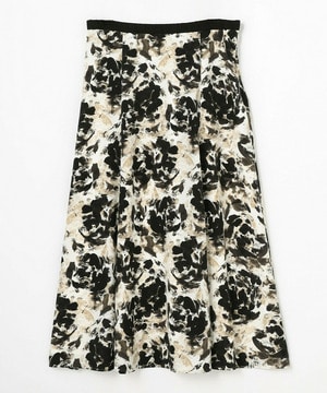 【wb】【Lサイズ】wb アブストラクトライクプリントフレアースカート 詳細画像 ベージュ 1