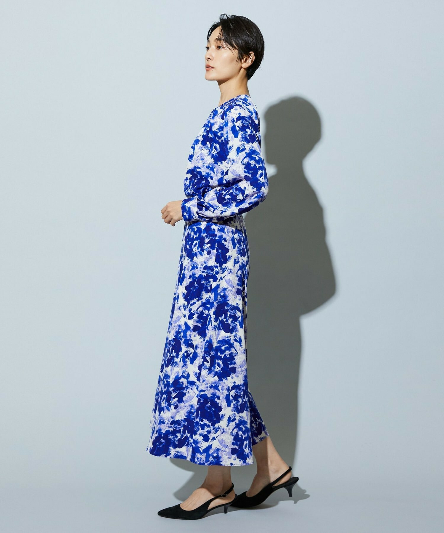 【wb】【Lサイズ】wb アブストラクトライクプリントフレアースカート 詳細画像 ブルー系その他 16